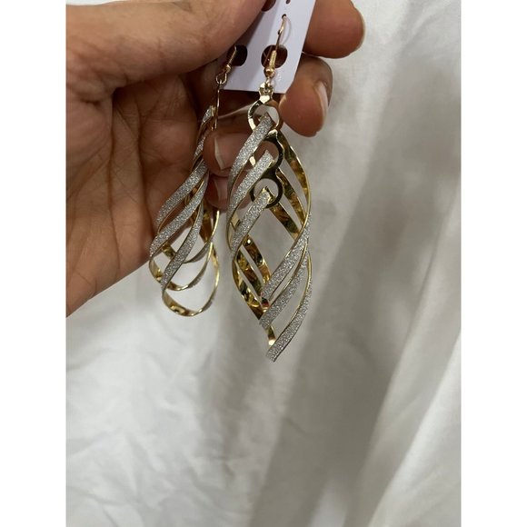 Big gold glitter earring large silver shimmer sparkle statement chunky pierced - Picture 7 of 8